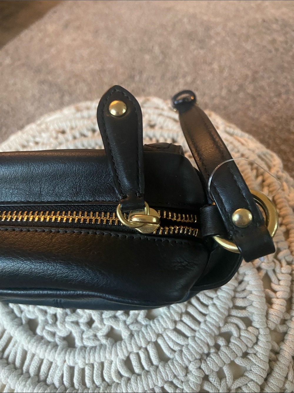 New w tag Coach Black Genuine Leather Crossbody with Gold-Tone Hardware